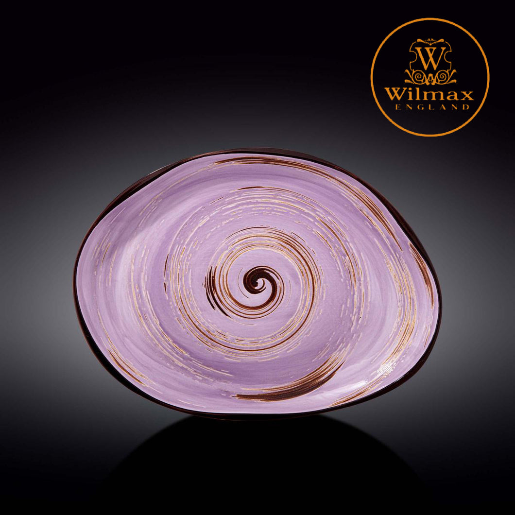 Wilmax - 旋轉紋系列陶瓷石頭形狀碟-紫色(33cm)