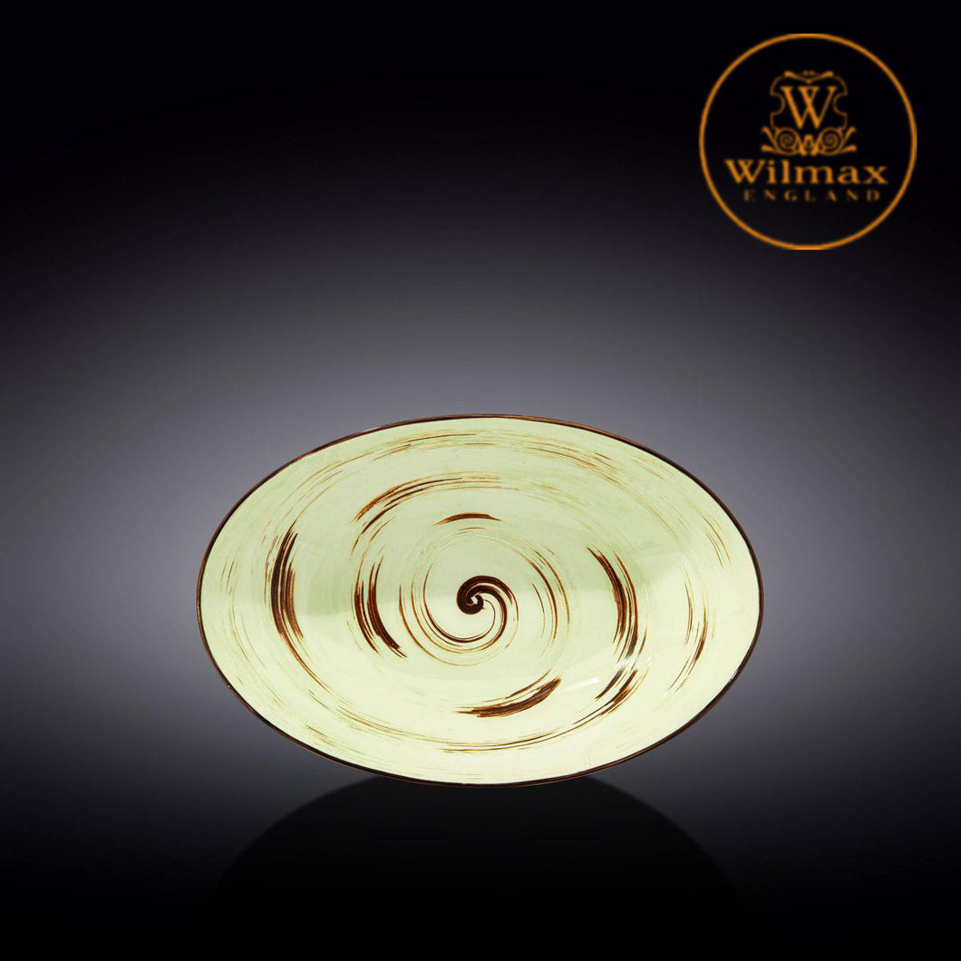 Wilmax - 旋轉紋系列陶瓷橢圓形碗-開心果色(25cm)