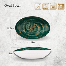 將圖片載入圖庫檢視器 Wilmax - 旋轉紋系列陶瓷橢圓形碗-綠色(25cm)
