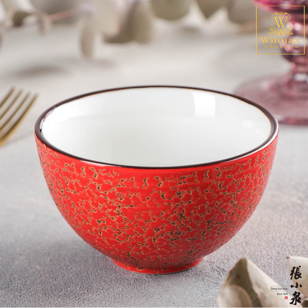 Wilmax - 火山紋系列英式高級強化瓷碗 - 紅色 (10.5cm)