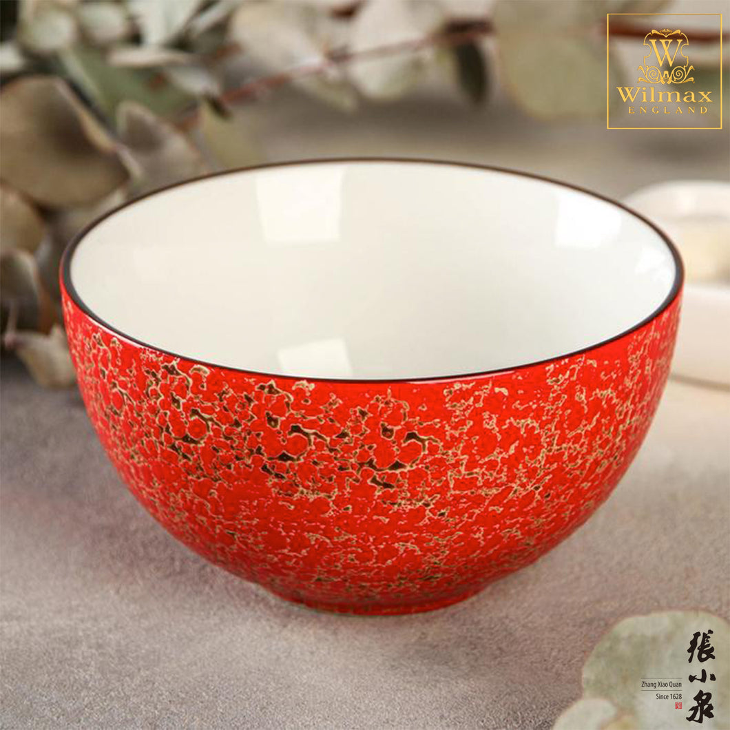 Wilmax - 火山紋系列英式高級強化瓷碗 - 紅色 (14cm)
