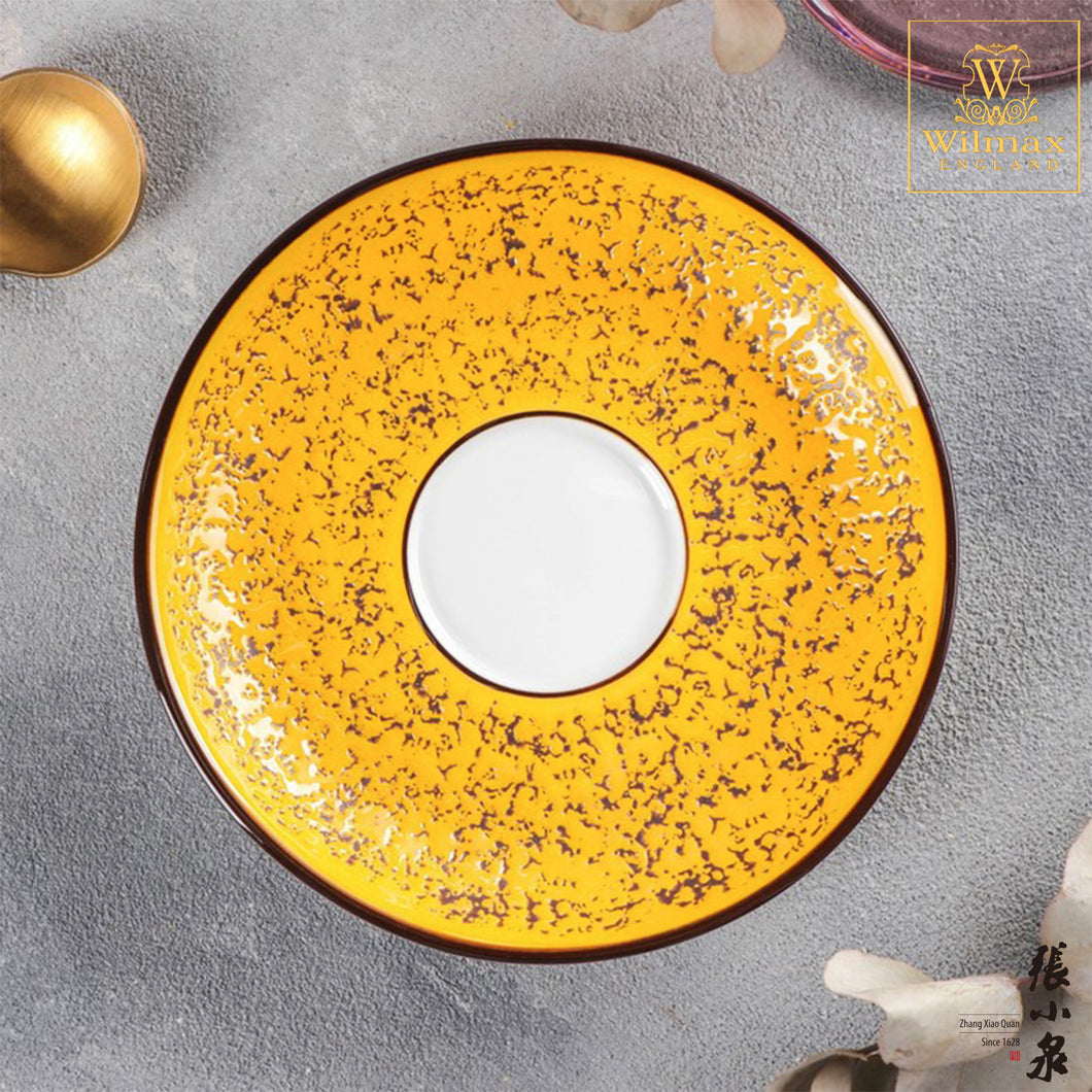 Wilmax - 火山紋系列英式高級強化瓷碟 - 黃色 (12cm)