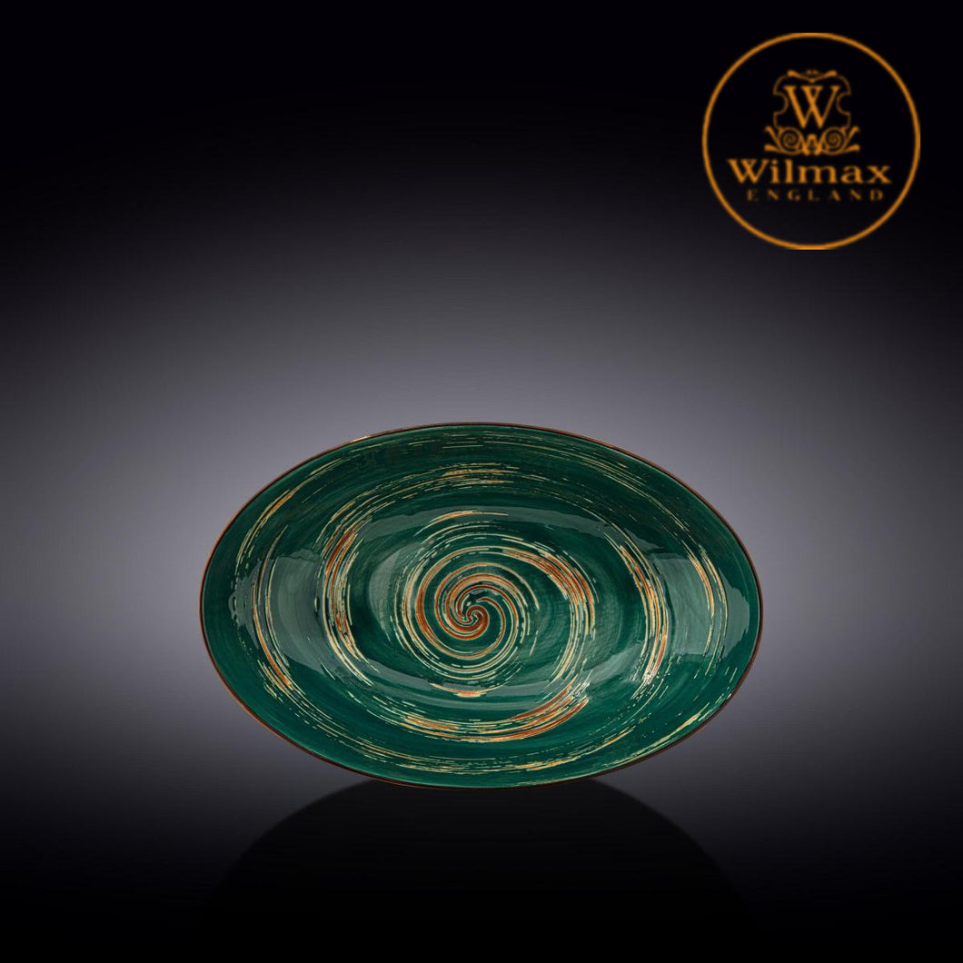 Wilmax - 旋轉紋系列陶瓷橢圓形碗-綠色(25cm)