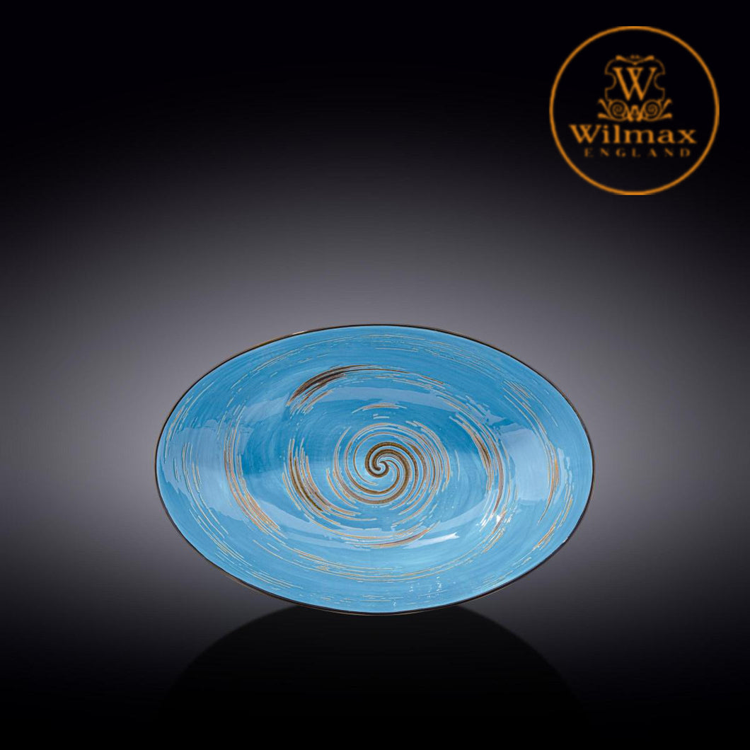 Wilmax - 轉紋系列陶瓷橢圓形碗-藍色(25cm)