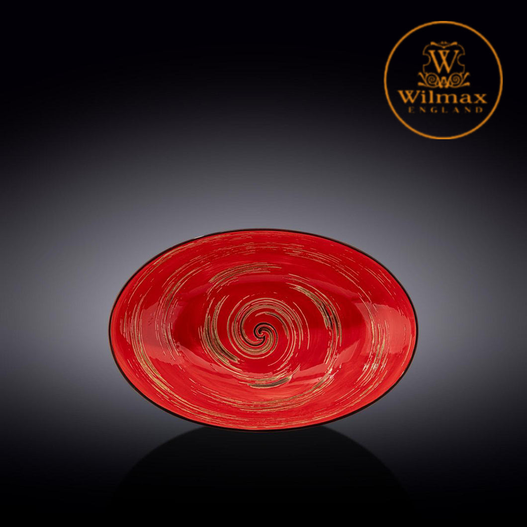 Wilmax - 旋轉紋系列陶瓷橢圓形碗-紅色(25cm)