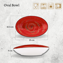 將圖片載入圖庫檢視器 Wilmax - 旋轉紋系列陶瓷橢圓形碗-紅色(25cm)
