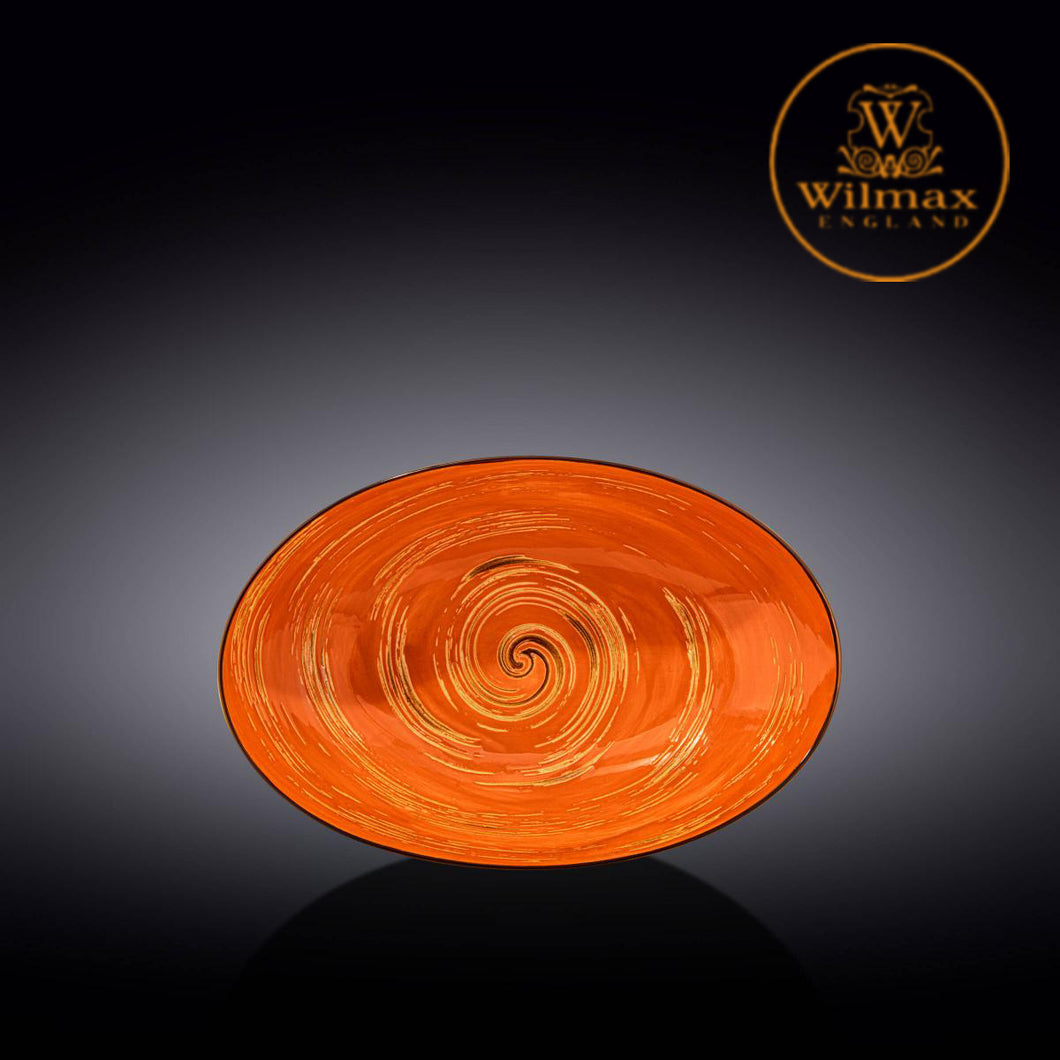 Wilmax - 旋轉紋系列陶瓷橢圓形碗-橙色(25cm)