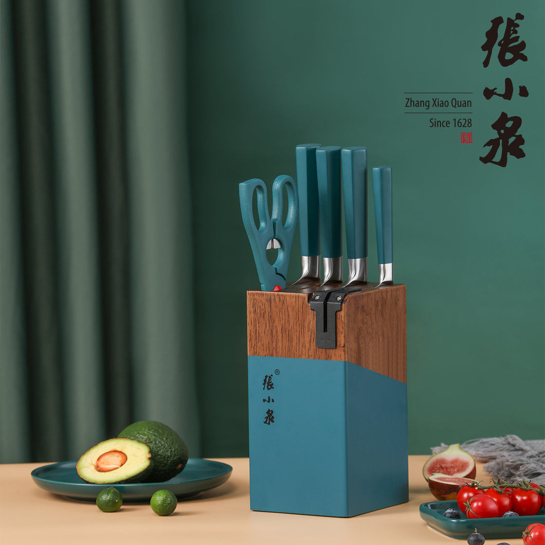 不正系列典雅綠刀具六件套刀 - 不鏽鋼家用廚房刀具套裝
